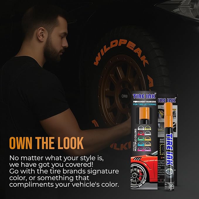 Orange Color Tire Paint Pen - Waterproof Permanent Paint pens for Car Wheels Lettering | Car Wash Safe and Durable | Made in Japan