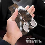 Car Seat Headrest Hook, Universal Leather Cute Hanger Holder Hook, Storage Organizer Interior Accessories for Purse Bags Handbag Brown White Cowhide