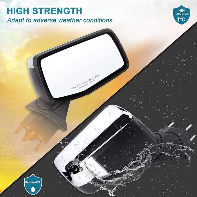 Right Passenger Side Mirror Compatible With 2019-2025 Chevy Silverado 1500 With Power Folding Heated Turn Signal Puddle Lights Mirror Memory Temperature Sensor Chrome Replace#84309684(15Pins)