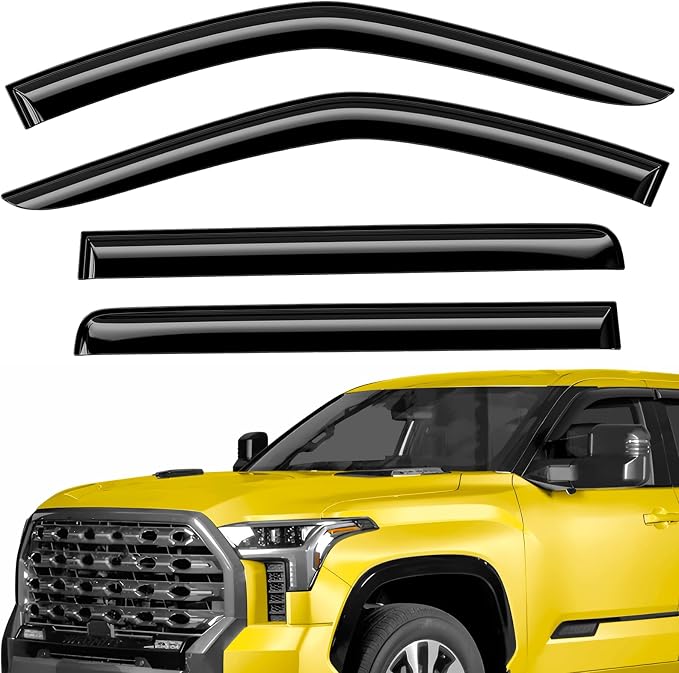 Extra Durable Window Deflectors Tape-On Window Visors Rain Guards Fit for Toyota Tundra 2022-2026 CrewMax, Sun Visors, Wind Vent for Shades, Exterior Car Accessories - 4pcs. AG0181