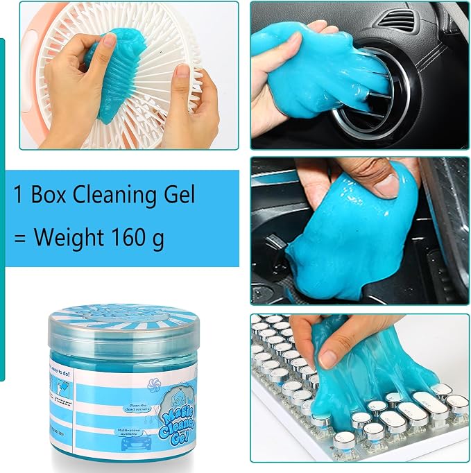 Car Interior Duster Detailing Cleaning Gel Brushes Kit, | Soft Dust Detail Crevice Brush Slime Putty Cleaner Accessories Tools for Dashboard,Air Vent,Panel,Leather