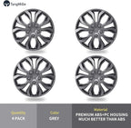 4-Pack Universal Hubcaps Wheel Covers Replacement R16, Steel Wheel Rim Cover for Most Cars Trucks Sedans SUV, 16" 16 in Hub Caps (Bright Gray Color, 16 inch)