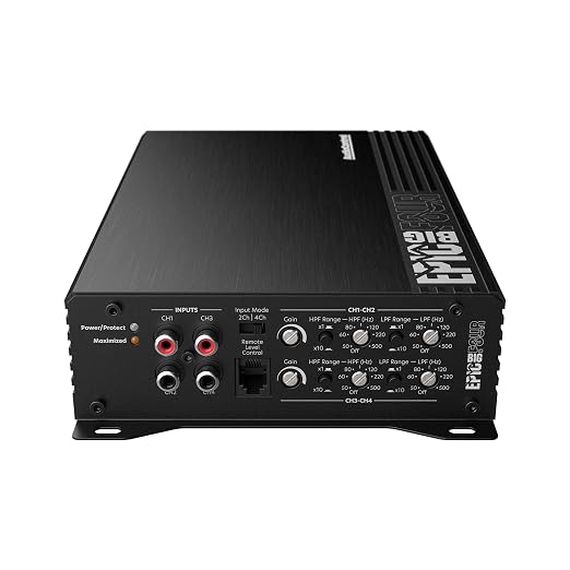 EPICBIGFOUR 4-Channel Amplifier Car Audio 1400W RMS, Compact Digital Class D, Includes ACR-E Bass Knob, High/Low Pass Crossover, Line Level Inputs, Epicenter Link, Smart Auto Protection