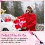24'' Snow Brush and Ice Scraper for Car Windshield, 2 in 1 Detachable Snow Scraper with Soft Grip Handle and Additional Handhold, Multi-Functional Removal Tool for Car, Truck, SUV(Pink)