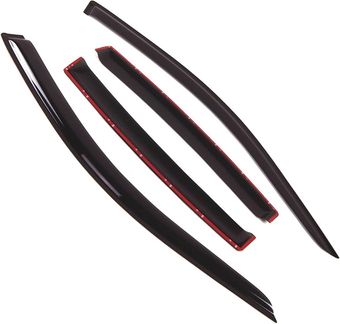 Outside Mount Window Vent Visors Rain Guards Compatible with Chrysler Sebring 2007-2010 | Side Window Wind Deflectors Rain Shields | Smoke Tinted, 4 Pcs Set, DGWV-095