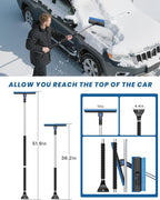 2025 Extra Long 55.7" Ice Scrapers for Car Windshield Multi-Functional Detachable Car Ice Scraper with Foam Grip and 270° Pivoting Brush Head Snow Brush for SUV Truck Auto (Blue)