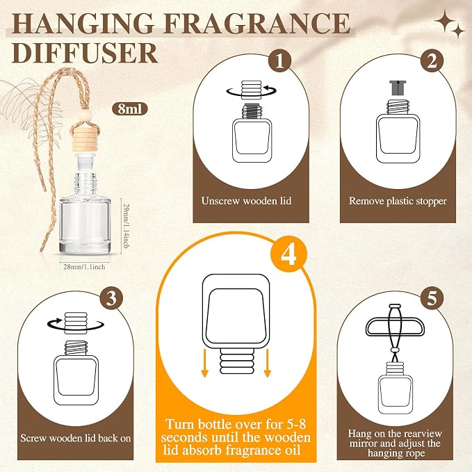 Car Air Freshener for Women, 6 Pack Air Freshener Diffuser, Mothers Day Gift for Mom, Hanging Essential Oil Air Freshener Diffuser Odor Eliminator, Cute Car Interior Decor Car Scents Accessories