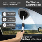 Windshield Cleaner Tool 22.5" L - Car Interior&Exterior Window Cleaning Kit with Extendable Handle&4 Microfiber Pads and Thick Large Wash Sponge, Auto Glass Wiper Brush Kit for Cars Home (7pcs Grey)