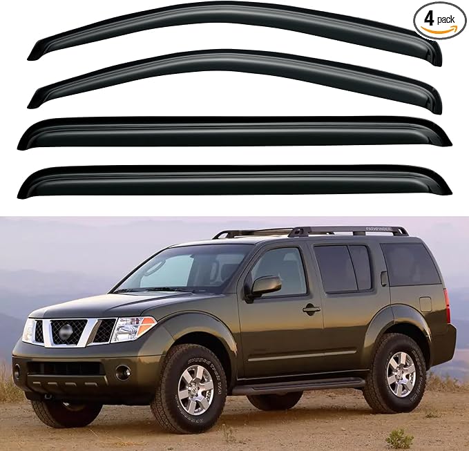 Window Visors Rain Guards Shield for 2005-2012 Nissan Pathfinder, Out-Channel Window Vent Wind Deflectors Visors Shades for 05-12 Nissan Pathfinder