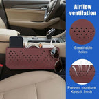 Car Seat Side Pocket Organizer, PU Leather Water-Resistant Car Console Storage Bag, Multifunctional Auto Interior Door Tray Pouch Organizer Accessories for Phone Keys Sunglasses (Burgundy)