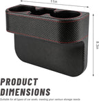 Car Seat Gap Filler Organizer, PU Leather Auto Front Seat Organizer Console Side Filler w/Cup Holder, Multifunctional Bottle Phone Holder Crevice Fillers for Most Car (Carbon Fiber Pattern)
