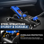2.5 Ton Low Profile Floor Jack, Heavy Duty Steel Hydraulic Car Jack with Single Pistons Quick Lift Pump, Hydraulic Racing Floor Jack, Lifting Range 3.35" to 15", Blue