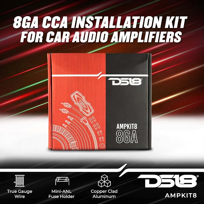 AMPKIT8 8 Gauge Amp Kit Amplifier Install Wiring 8 Ga Pro Installation Cables, 800 w (8 Gauge)