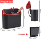 Car Trash Can with Lid, Mini Vehicle Dustbin Garbage Organizer Bin Holder, Portable Hanging Wastebasket Container for Auto, Home, Office (Red)