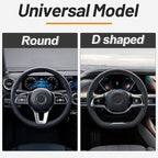 Elastic Long Microfiber Plush Steering Wheel Cover for Winter Warm, Universal 15 inch, Anti-Slip, Odorless, Brown