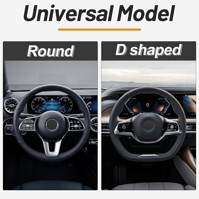 Elastic Long Microfiber Plush Steering Wheel Cover for Winter Warm, Universal 15 inch, Anti-Slip, Odorless, Brown