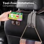 2PCS Leather Car Seat Headrest Hooks – Durable Double Hook Organizer for Bags, Purses, Handbags, Groceries & Back Seat Storage