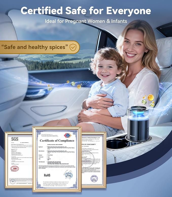 Smart Car Air Freshener [Enjoy Freshness, Purity, Comfort] New Premium Scenic Diffuser | Perfume Display, Auto On/Off, Adjustable Intensity, Long Lasting Fragrance | Cologne Freshener Gifts