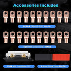 1/0 Gauge Wire 1/0 Battery Cable (20FT Red+20FT Black), Copper Clad Aluminum CCA Amp Wiring Kit with 250A ANL Fuse Holder, Lugs Terminal Connector & Heat Shrink Tube for Car Audio Speaker, Marine