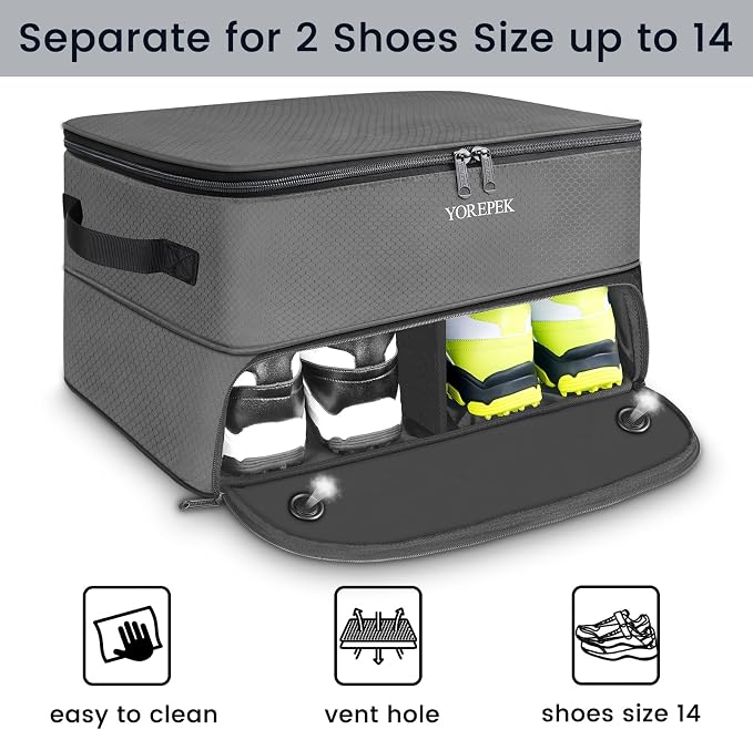 2 Layer Golf Trunk Organizer, Golf Gifts for Men with Separate Ventilated Compartment for 2 Pair Shoes, Waterproof Car Trunk Locker for Balls, Tees, Clothes, Gloves, Gifts for Golfers