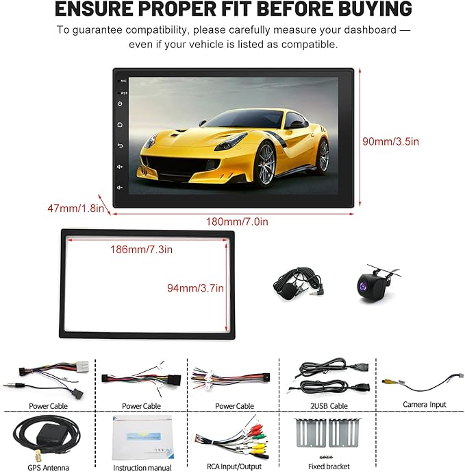2G+64G Car Stereo Upgrade for Chevy Express 1500 2500 2003-2006 with Wireless CarPlay Android Auto, 7" HD Touch Screen Android 14 Double Din Car Radio Support Bluetooth GPS Navi WiFi FM RDS SWC Camera