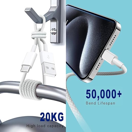 6FT USB C CarPlay Cable Compatible for IPhone 17/16E/16/15, 17Air, 15 16 17 Pro Max, Plus Charger Charging Cord, 2pack USB A to USB C Woven Cable for AirPods 4, AirPods Pro (2nd/3rd Gen) Charger Cord