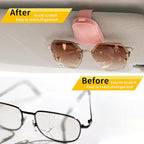 Sunglass Holder for Car, Magnetic Leather Sunglasses Holder and Ticket Card Clip, Car Visor Accessories, 2 Packs (Pink)