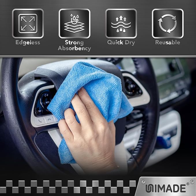 Shop Towels, 100 Pack Commercial Grade Work Rags Microfiber Towels for Cars Cleaning Rags Bulk Detailing Cloth for Automotive Bar Mechanic Restaurant Garage Housekeeping, 11.5"x 11.5", Blue