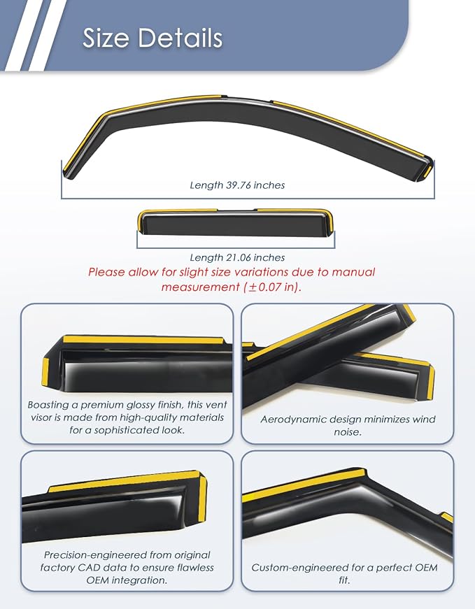 in-Channel Window Rain Guard for Toyota 4Runner 2025-2026 Rain Guards 4 Runner Side Window Visors Low Profile Vent Visor Window Deflectors Vent Shades Car Accessories