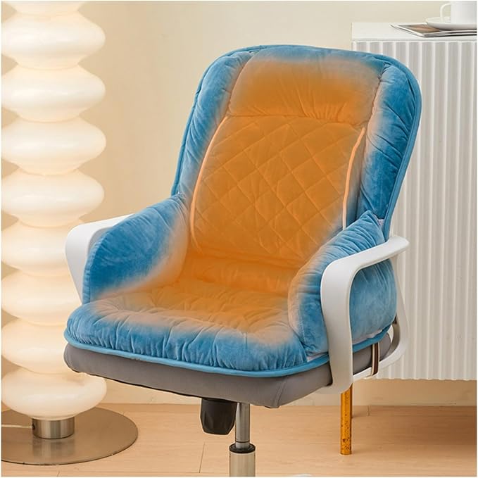 USB Heated Seat Pad Cushion for Office Chair | 3 Heat Levels, Time Setting | Large Heating Area Heated Seat Pad Cover with Lumbar support for Home & Office, Wheelchair(Peacock Blue)