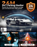 4K Dash Cam Front and Rear, Full HD 3 Channel Dashcam, Free 128GB Memory Card, Built-in 5.8GHz WiFi Built-in GPS, Collision Sensor, Night Vision, 3.16" IPS, 24H Parking Mode（Black）
