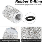 Car Wheel Tire Valve Caps, 4 PCS Bling Tire Valve Caps, Crystal Tire Caps Shinny Rhinestone for Women, Universal Car Dustproof Tire Valve Caps for Cars, Trucks, SUV and Motorcycles (White)
