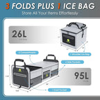 95L Car Trunk Organizer & Storage With 26L Ice Pack, Waterproof Foldable | Trunk Organizers for SUVs & Cars, Car Storage Organizer, Great Gift for Drivers (Gray-M004)