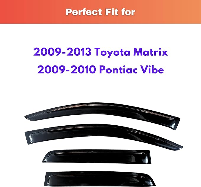 KPY Rain Guards Fit for 2009-2013 Toyota Matrix, Out-Channel Window Visors Vent Wind Deflectors 4PC, Car Accessories for 2009-2010 Pontiac Vibe