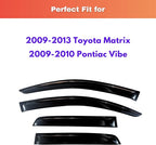 KPY Rain Guards Fit for 2009-2013 Toyota Matrix, Out-Channel Window Visors Vent Wind Deflectors 4PC, Car Accessories for 2009-2010 Pontiac Vibe