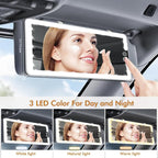 Led Sun Visor Vanity Mirror,Upgraded Large Car Mirrors with Lights,Dimmable Light up Vanity Makeup Mirror for Car,Rechargeable Universal Rear View Visor Mirrors (White)
