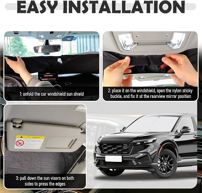 Car Windshield Sun Shade Compatible with Honda 2023-2026 CRV,Foldable Windshield Cover Sun Shade with Storage Bag,Oxford Cloth Car Sunshades for Windshields Blocks Heat for Cooler Cabin