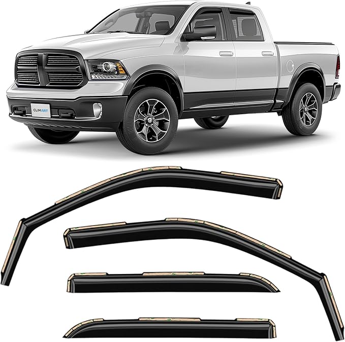 in-Channel Incredibly Durable Rain Guards for Dodge Ram 1500 Classic 2019-2024 Crew Cab, Original Window Deflectors, Vent Window Visors, Vent Deflector, 4 pcs. - 619438