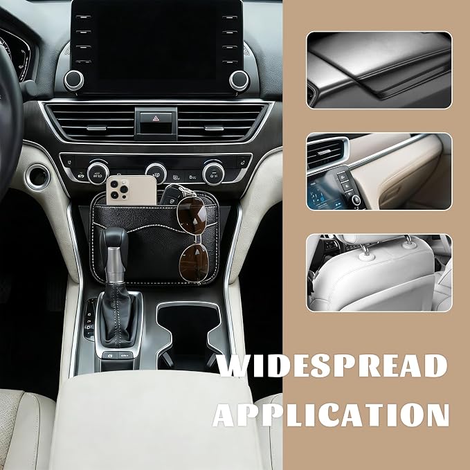 Car Seat Side Pocket Organizer, Multifunctional Auto Console Door Window Side Pocket Seats Storage Pouch, Leather Seat Gap Filler Organizer Pen Phone Holder for Most Vehicles (Black)