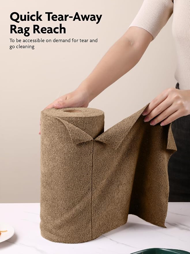 Microfiber Cleaning Cloth Roll -40 Pack, Tear Away Microfiber Towels, 12" x 12", Reusable, Washable, Scratch Free, Ultra Absorbent for All-Around Cleaning Supplies (TAN)
