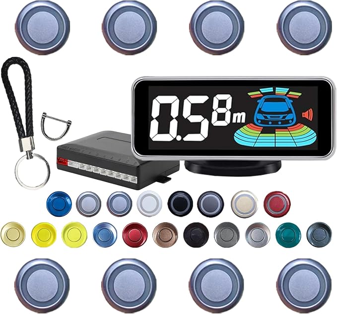 New Features Forward and Reverse Parking sensors, Option to Measure Distance in inches, bidirectional Display Option, and Customizable Digital Direction 18 Color Probes to Choose from（Grey
