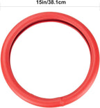 Red Leather Steering Wheel Cover, Comfortable and Soft Solid Color Universal Steering Wheel Cover 15 inch, Suitable for Most Cars (Red) Valentine's Day