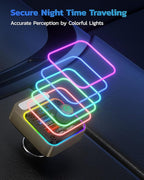 54W Bluetooth 5.3 Car Adapter with 4 Charging Ports [PD 36W & QC3.0 18W], Wireless Radio FM Transmitter with Deep Bass Player & 5 Colors LED Backlit, Hands-Free Calling - Gold