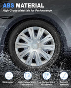 Hubcaps,15 inch hubcaps Set of 4, Wheel Rim Cover ABS Material, Snap On Car Truck SUV Replacement, for Toyota Camry Nissan Mazda etc, Silver