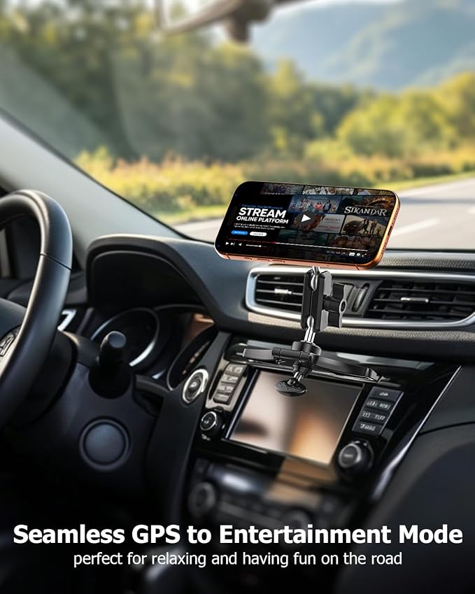 CD Slot Phone Holder for Car Magnetic [Driver and Passengers can Use] Magnet Car Phone Mount CD Player with Adjustable Aluminum Arm for All iPhones & Android Cell Phones