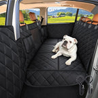 Truck Hard Bottom Car Seat Cover for Dogs | Mesh Window & 2 Safety Belts | 100% Waterproof Sturdy Back Seat Extender with Door Protectors |Non-Slip,Scratchproof Pet Car Rear Seat Protector Fit Pickup