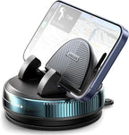 Car Phone Mount, [360° Rotation+Thick Case Friendly] Cell Phone Car Holder with Adjustable Spring Clip, Anti-Slip Silicone Universal Dashboard phone holder for Car for iPhone, Smartphones, GPS