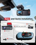 Dash Cam Front and Rear: 4K+2.5K Dashcam with 5G WiFi APP Control & 64GB Card - Dual Dash Camera for Cars with 24H Parking Mode Night Vision Loop Recording Emergency Lock (V3)