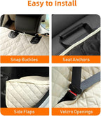 Waterproof Scratchproof Pet Bench Seat Covers for Cars, SUVs, Nonslip Durable Back Seat Cover for Dogs, 600D Oxford Fabric, Machine Washable