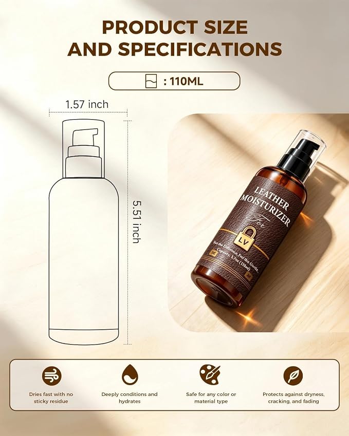 Leather Moisturizer Conditioner Kit for Louis Vuitton, Deep Nourishing Care for LV Bags, Prevent Dryness and Cracking, for Wallets, Purses and Other Luxury Bags